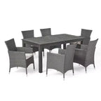GDFStudio Aloha Set da Pranzo Espandibile da Esterno a 7 Pezzi in Legno di Acacia e Vimini