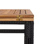 Set da bar da esterno Whisen a 5 pezzi in vimini di rattan PE con tavolo pieghevole e cuscini