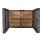 Set da bar da esterno Whisen a 5 pezzi in vimini di rattan PE con tavolo pieghevole e cuscini