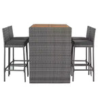 Set da bar da esterno Whisen a 5 pezzi in vimini di rattan PE con tavolo pieghevole e cuscini