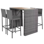 Set da bar da esterno Whisen a 5 pezzi in vimini di rattan PE con tavolo pieghevole e cuscini
