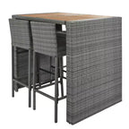 Set da bar da esterno Whisen a 5 pezzi in vimini di rattan PE con tavolo pieghevole e cuscini