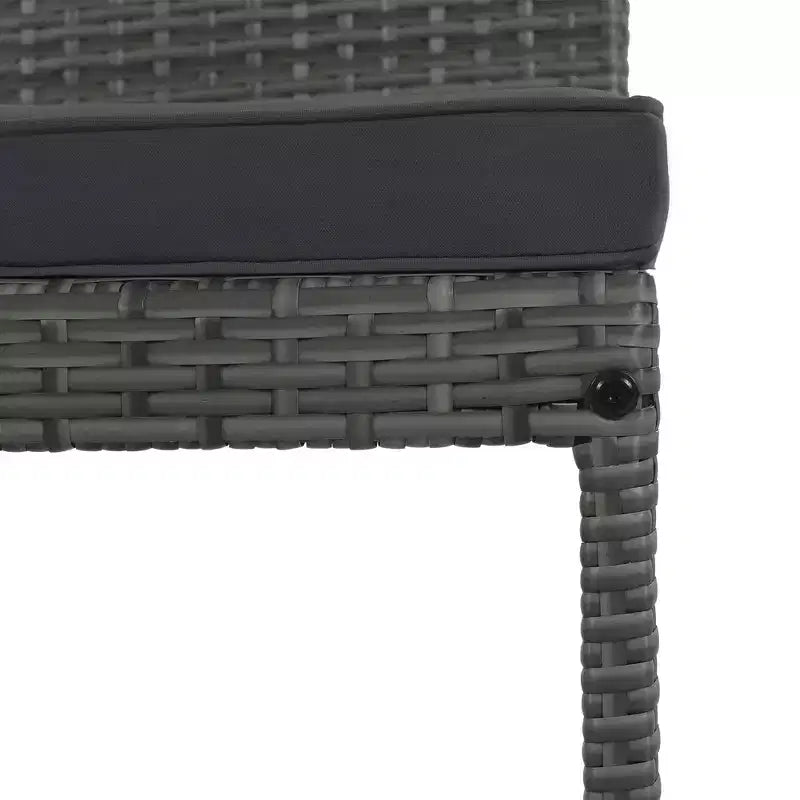 Set da bar da esterno Whisen a 5 pezzi in vimini di rattan PE con tavolo pieghevole e cuscini