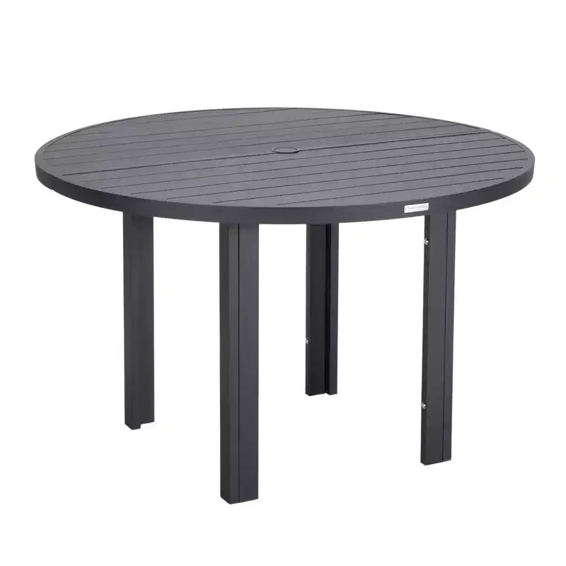 LeisureMod Chelsea Set da Pranzo da Giardino 5 Pezzi, Tavolo da Pranzo Rotondo in Alluminio da 48 pollici e 4 Sedie da Pranzo con Braccioli