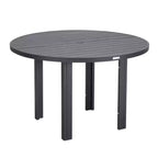 LeisureMod Chelsea Set da Pranzo da Giardino 5 Pezzi, Tavolo da Pranzo Rotondo in Alluminio da 48 pollici e 4 Sedie da Pranzo con Braccioli