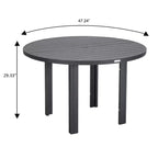 LeisureMod Chelsea Set da Pranzo da Giardino 5 Pezzi, Tavolo da Pranzo Rotondo in Alluminio da 48 pollici e 4 Sedie da Pranzo con Braccioli
