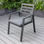 LeisureMod Chelsea Set da Pranzo da Giardino 5 Pezzi, Tavolo da Pranzo Rotondo in Alluminio da 48 pollici e 4 Sedie da Pranzo con Braccioli