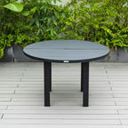 LeisureMod Chelsea Set da Pranzo da Giardino 5 Pezzi, Tavolo da Pranzo Rotondo in Alluminio da 48 pollici e 4 Sedie da Pranzo con Braccioli
