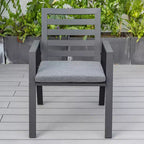 LeisureMod Chelsea Set da Pranzo da Giardino 5 Pezzi, Tavolo da Pranzo Rotondo in Alluminio da 48 pollici e 4 Sedie da Pranzo con Braccioli