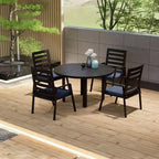 LeisureMod Chelsea Set da Pranzo da Giardino 5 Pezzi, Tavolo da Pranzo Rotondo in Alluminio da 48 pollici e 4 Sedie da Pranzo con Braccioli