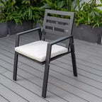 LeisureMod Chelsea Set da Pranzo da Giardino 5 Pezzi, Tavolo da Pranzo Rotondo in Alluminio da 48 pollici e 4 Sedie da Pranzo con Braccioli