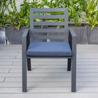 LeisureMod Chelsea Set da Pranzo da Giardino 5 Pezzi, Tavolo da Pranzo Rotondo in Alluminio da 48 pollici e 4 Sedie da Pranzo con Braccioli