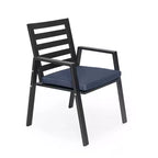 LeisureMod Chelsea Set da Pranzo da Giardino 5 Pezzi, Tavolo da Pranzo Rotondo in Alluminio da 48 pollici e 4 Sedie da Pranzo con Braccioli
