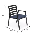 LeisureMod Chelsea Set da Pranzo da Giardino 5 Pezzi, Tavolo da Pranzo Rotondo in Alluminio da 48 pollici e 4 Sedie da Pranzo con Braccioli
