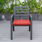 LeisureMod Chelsea Set da Pranzo da Giardino 5 Pezzi, Tavolo da Pranzo Rotondo in Alluminio da 48 pollici e 4 Sedie da Pranzo con Braccioli