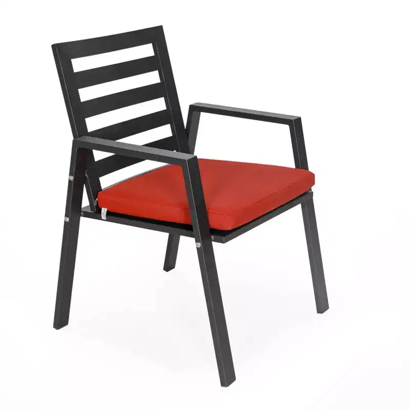 LeisureMod Chelsea Set da Pranzo da Giardino 5 Pezzi, Tavolo da Pranzo Rotondo in Alluminio da 48 pollici e 4 Sedie da Pranzo con Braccioli