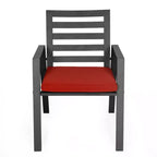 LeisureMod Chelsea Set da Pranzo da Giardino 5 Pezzi, Tavolo da Pranzo Rotondo in Alluminio da 48 pollici e 4 Sedie da Pranzo con Braccioli