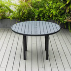 LeisureMod Chelsea Set da Pranzo da Giardino 5 Pezzi, Tavolo da Pranzo Rotondo in Alluminio da 48 pollici e 4 Sedie da Pranzo con Braccioli