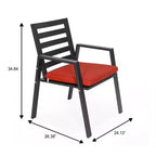 LeisureMod Chelsea Set da Pranzo da Giardino 5 Pezzi, Tavolo da Pranzo Rotondo in Alluminio da 48 pollici e 4 Sedie da Pranzo con Braccioli