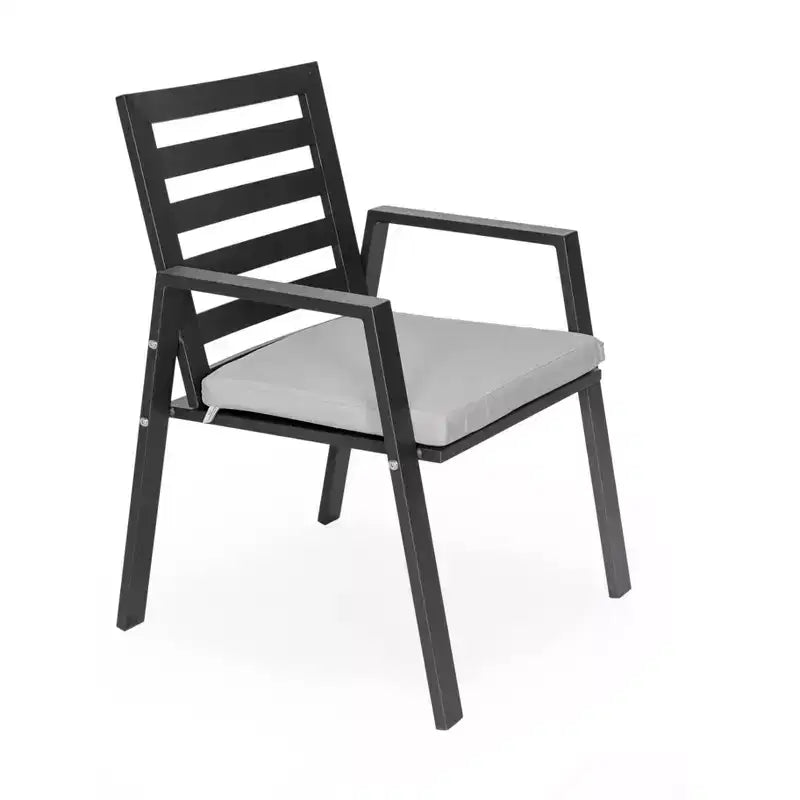 LeisureMod Chelsea Set da Pranzo da Giardino 5 Pezzi, Tavolo da Pranzo Rotondo in Alluminio da 48 pollici e 4 Sedie da Pranzo con Braccioli