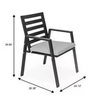LeisureMod Chelsea Set da Pranzo da Giardino 5 Pezzi, Tavolo da Pranzo Rotondo in Alluminio da 48 pollici e 4 Sedie da Pranzo con Braccioli