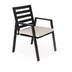 LeisureMod Chelsea Set da Pranzo da Giardino 5 Pezzi, Tavolo da Pranzo Rotondo in Alluminio da 48 pollici e 4 Sedie da Pranzo con Braccioli