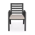 LeisureMod Chelsea Set da Pranzo da Giardino 5 Pezzi, Tavolo da Pranzo Rotondo in Alluminio da 48 pollici e 4 Sedie da Pranzo con Braccioli
