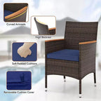 Costway Set da Pranzo da Esterno da 9 Pezzi con Tavolo in Legno di Acacia Set da Pranzo da Patio per 8 Persone Blu Scuro/Beige
