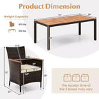 Costway Set da Pranzo da Esterno da 9 Pezzi con Tavolo in Legno di Acacia Set da Pranzo da Patio per 8 Persone Blu Scuro/Beige
