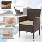 Costway Set da Pranzo da Esterno da 9 Pezzi con Tavolo in Legno di Acacia Set da Pranzo da Patio per 8 Persone Blu Scuro/Beige