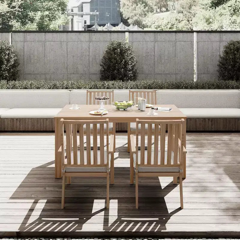 Heynemo Set da pranzo da esterno 5 pezzi, tavolo da pranzo da esterno in alluminio con 4 sedie e cuscini rimovibili per prato, giardino, cortile