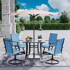 EROMMY Set da Pranzo da Esterno a 5 Pezzi, Tavolo e Sedie da Esterno per 4 Persone, 4 Sedie Girevoli, 1 Tavolo Quadrato in Ferro, Set di Mobili da Giardino per Terrazzo
