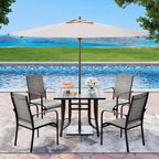 EROMMY Set da Pranzo da Giardino 5 Pezzi, Tavolo da Esterno e Sedie per 4 Persone, 4 Sedie in Textilene, 1 Tavolo Quadrato in Ferro, Set di Mobili per Esterni per Terrazzo