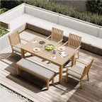 Heynemo Set da pranzo da 6 pezzi per esterni, tavolo da pranzo in alluminio con 4 sedie e panca, set di mobili da pranzo per patio con cuscini rimovibili