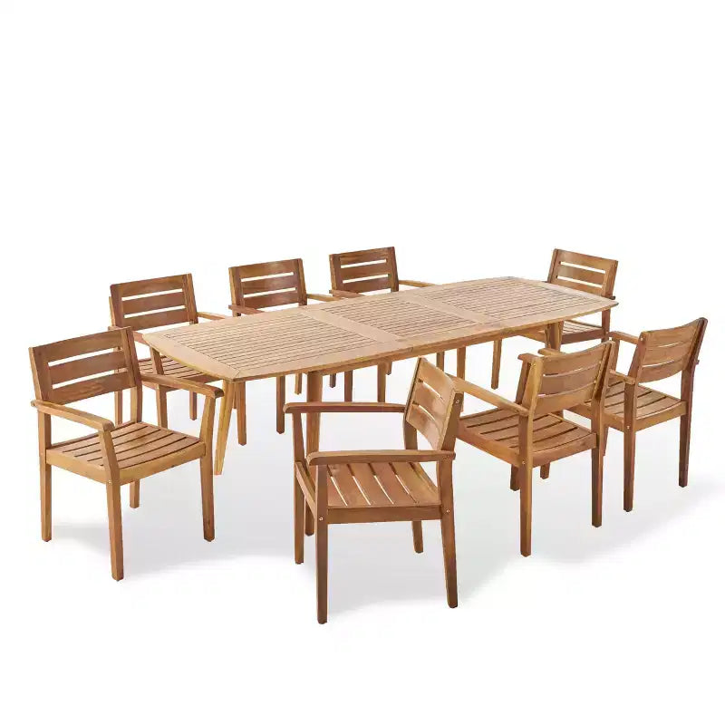 Ensemble de salle à manger extensible 9 pièces en bois d'acacia d'extérieur Stamford de Christopher Knight Home