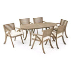 GDFStudio Zhana Ensemble de salle à manger d'extérieur 7 pièces en bois d'acacia avec coussins