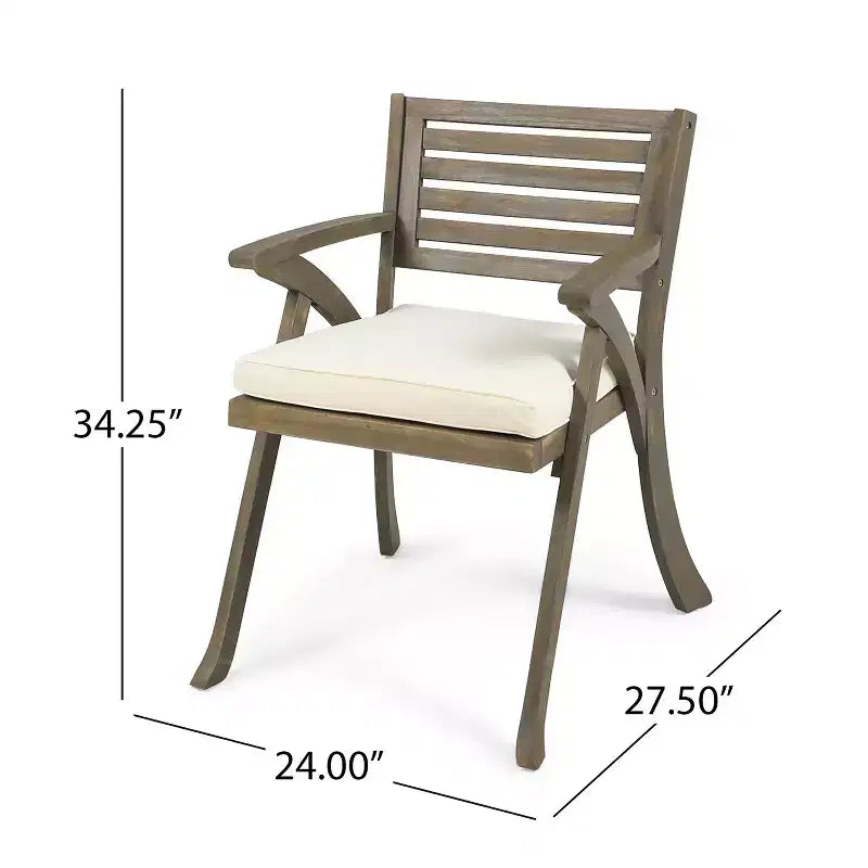 GDFStudio Zhana Ensemble de salle à manger d'extérieur 7 pièces en bois d'acacia avec coussins