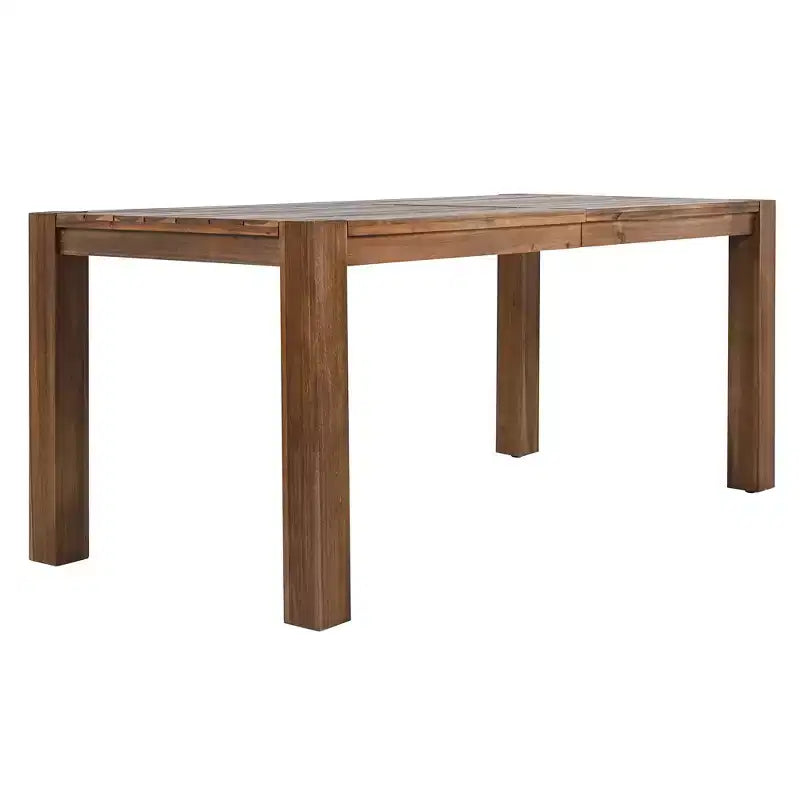 Whisen - Set da pranzo da esterno a 7 pezzi in legno di acacia - Posti a sedere per 6 persone con cuscini rimovibili, set di mobili da esterno con foro per ombrellone
