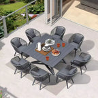 PURPLE LEAF Set da Pranzo per Esterni con Tavolo in Alluminio e Sedie in Corda Intrecciata con Cuscini Inclusi per Arredo Giardino Cucina