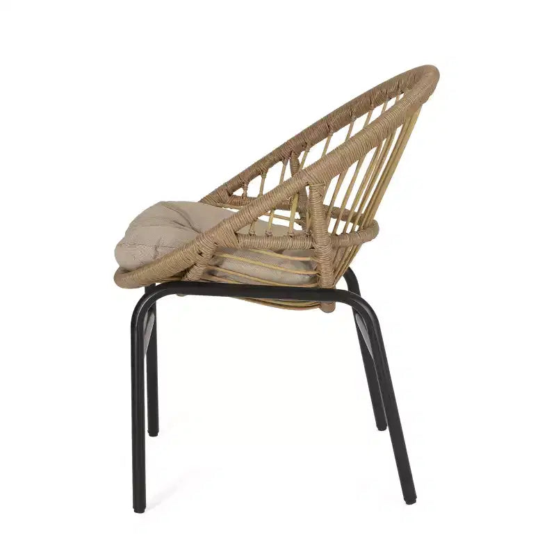 Set da pranzo da esterno a 7 pezzi Christopher Knight Home Marten in vimini e legno di acacia con cuscini, beige/teak