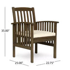 Christopher Knight Home Maura, set da pranzo da 5 pezzi in legno di acacia per esterni con cuscino resistente all'acqua