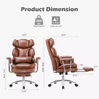 Sedia da Ufficio Ergonomica con Poggiapiedi - Sedia Direzionale Certificata BIFMA, Supporto Lombare Regolabile e Reclinabile a 135°, Sedia Girevole in Pelle PU