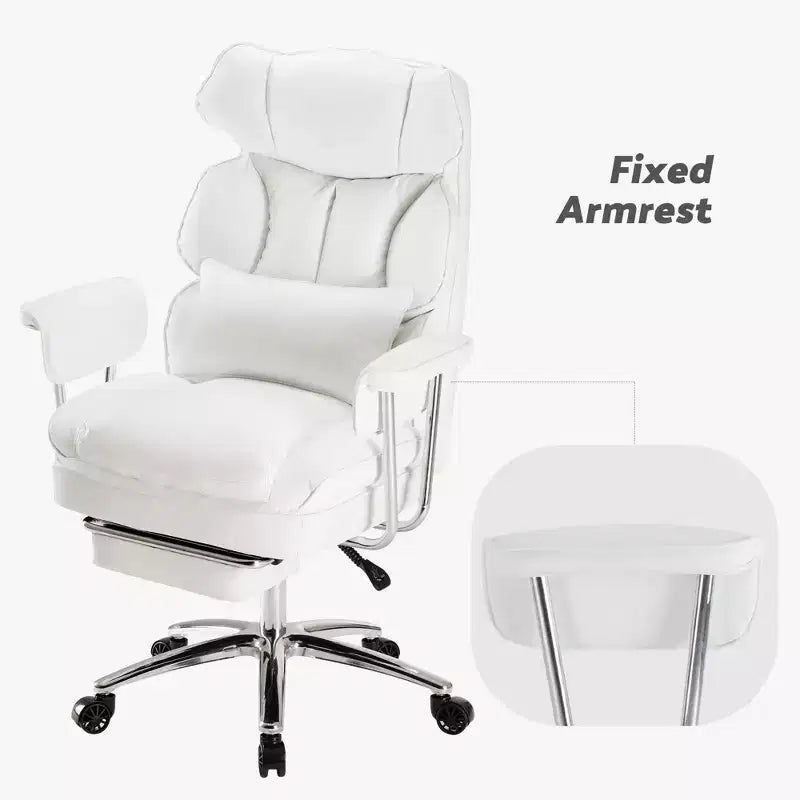 Sedia da Ufficio Ergonomica con Poggiapiedi - Sedia Direzionale Certificata BIFMA, Supporto Lombare Regolabile e Reclinabile a 135°, Sedia Girevole in Pelle PU