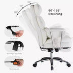 Sedia da Ufficio Ergonomica con Poggiapiedi - Sedia Direzionale Certificata BIFMA, Supporto Lombare Regolabile e Reclinabile a 135°, Sedia Girevole in Pelle PU