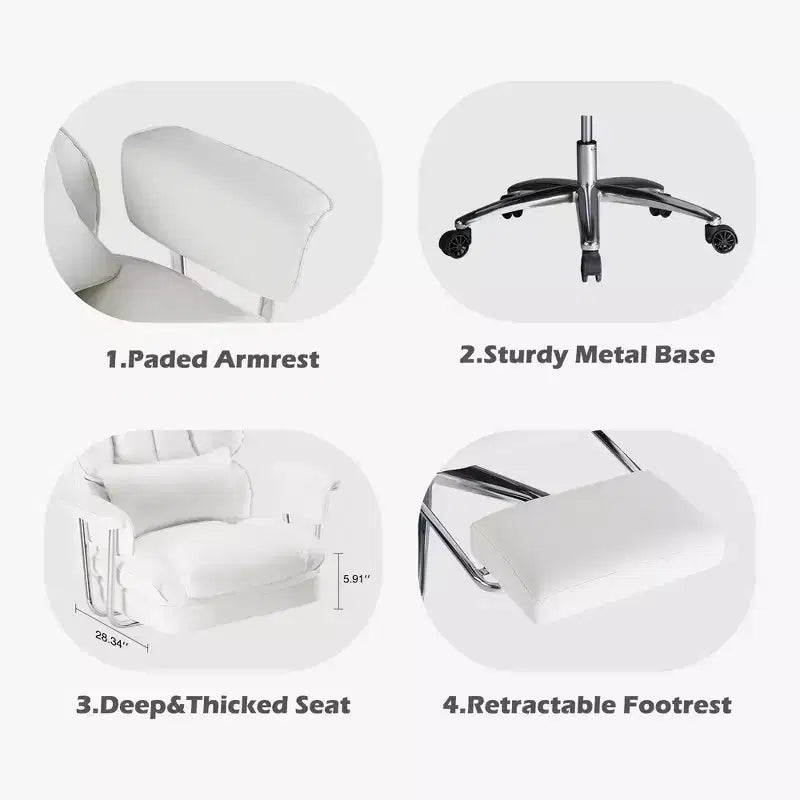 Sedia da Ufficio Ergonomica con Poggiapiedi - Sedia Direzionale Certificata BIFMA, Supporto Lombare Regolabile e Reclinabile a 135°, Sedia Girevole in Pelle PU