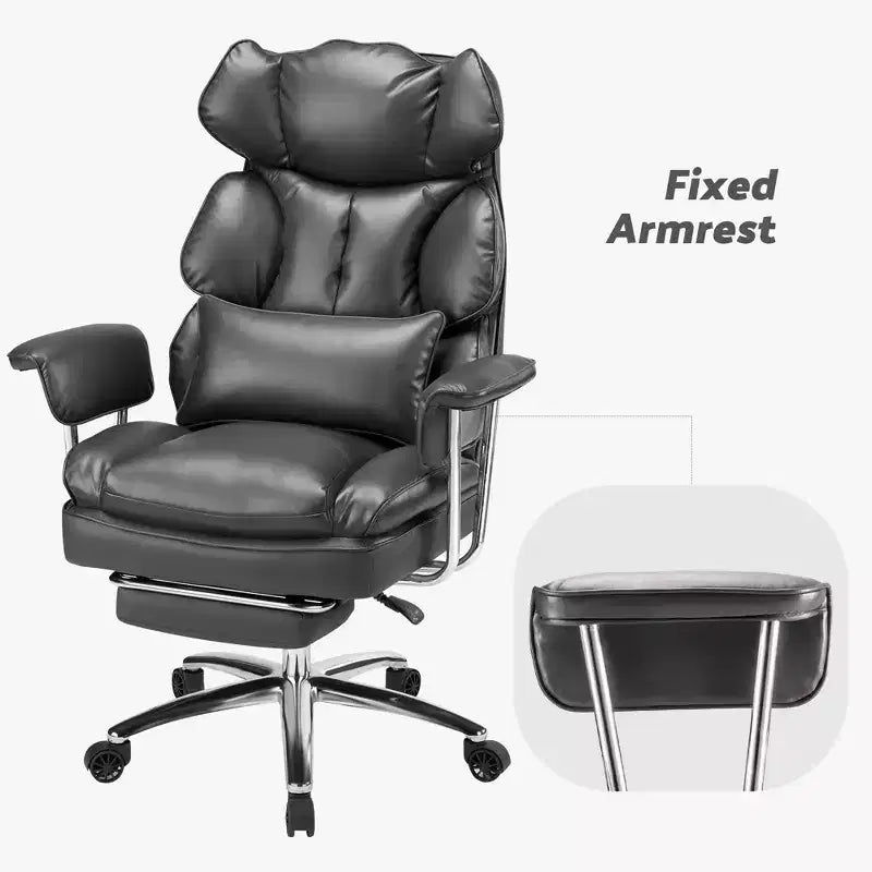 Sedia da Ufficio Ergonomica con Poggiapiedi - Sedia Direzionale Certificata BIFMA, Supporto Lombare Regolabile e Reclinabile a 135°, Sedia Girevole in Pelle PU