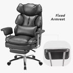 Sedia da Ufficio Ergonomica con Poggiapiedi - Sedia Direzionale Certificata BIFMA, Supporto Lombare Regolabile e Reclinabile a 135°, Sedia Girevole in Pelle PU