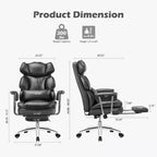 Sedia da Ufficio Ergonomica con Poggiapiedi - Sedia Direzionale Certificata BIFMA, Supporto Lombare Regolabile e Reclinabile a 135°, Sedia Girevole in Pelle PU