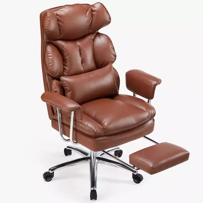 Sedia da Ufficio Ergonomica con Poggiapiedi - Sedia Direzionale Certificata BIFMA, Supporto Lombare Regolabile e Reclinabile a 135°, Sedia Girevole in Pelle PU