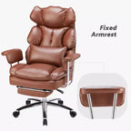 Sedia da Ufficio Ergonomica con Poggiapiedi - Sedia Direzionale Certificata BIFMA, Supporto Lombare Regolabile e Reclinabile a 135°, Sedia Girevole in Pelle PU